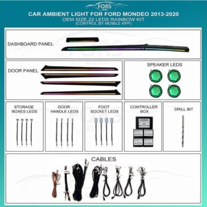 Підсвітка салону FORS.auto для Ford Mondeo 2013-2020 (Rainbow Kit) з 22 LED