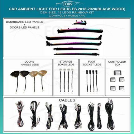 Підсвітка салону FORS.auto Black Wood для Lexus ES 2018-2020