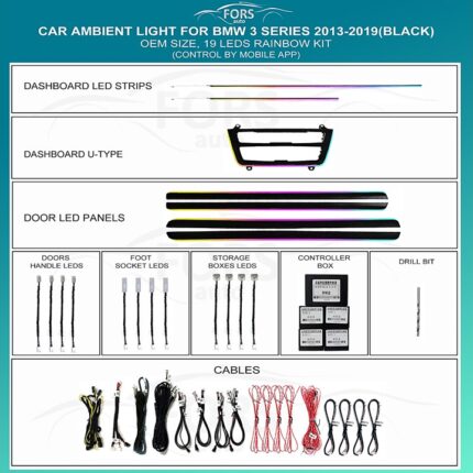 Підсвітка салону FORS.auto для BMW 3 Series 2013-2019 (Black Rainbow Kit) з ефектом Rainbow