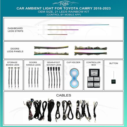 Підсвітка салону FORS.auto для Toyota Camry 2018-2023 Rainbow Kit