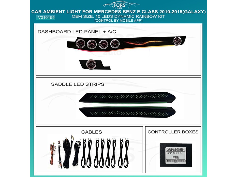 Підсвітка салону FORS.auto для Mercedes-Benz E-Class 2010-2015 (Galaxy)-10 LEDs Підсвітка салону Mercedes Benz E Class