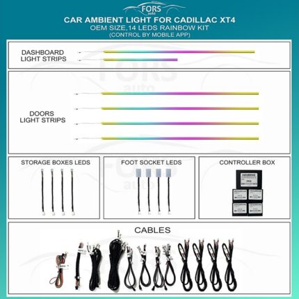 Підсвітка салону FORS.auto для Cadillac XT4 (Rainbow Kit) з 14 світлодіодами