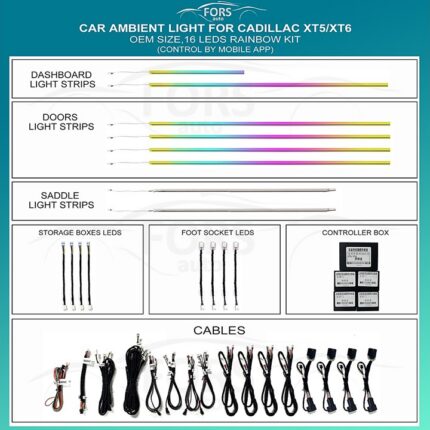 Підсвітка салону FORS.auto для Cadillac XT5/XT6 (Rainbow Kit)-16 LEDs
