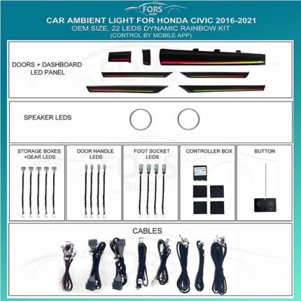 Підсвітка салону Honda Civic 2016-2021 Dynamic Rainbow Kit від FORS.auto