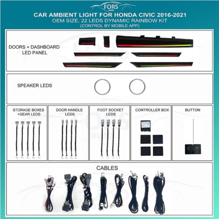 Підсвітка салону Honda Civic 2016-2021 Dynamic Rainbow Kit від FORS.auto