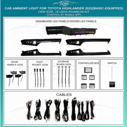 Підсвітка салону FORS.auto для Toyota Highlander 2022 (Basic-Equipped) з 18 LED діодами