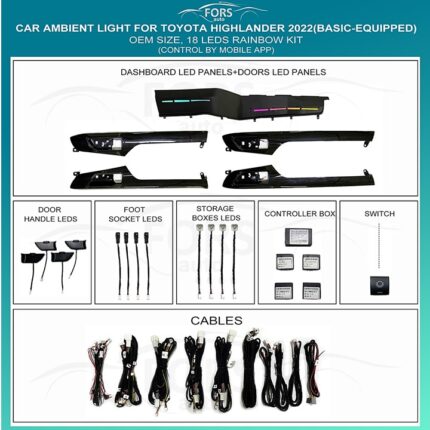 Підсвітка салону FORS.auto для Toyota Highlander 2022 (Basic-Equipped) з 18 LED діодами