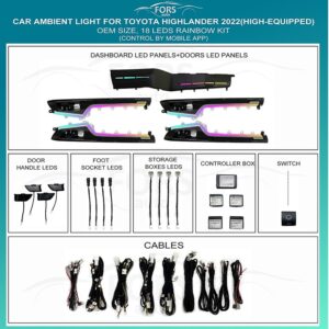 Підсвітка салону FORS.auto для Toyota Highlander 2022 (High-Equipped) з 18 LED діодами