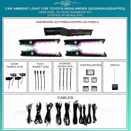 Підсвітка салону FORS.auto для Toyota Highlander 2022 (High-Equipped) з 18 LED діодами