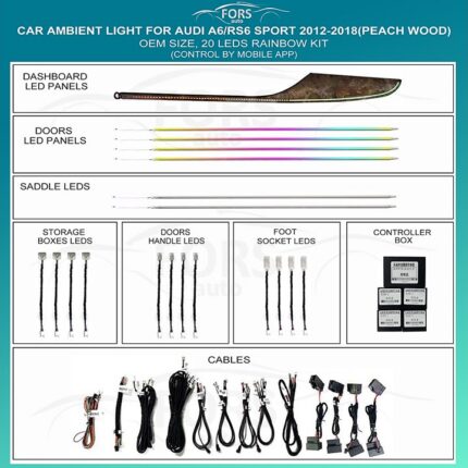 Підсвітка салону FORS.auto для Audi A6/RS6 Sport 2012-2018 (Peach Wood)-20 LEDs