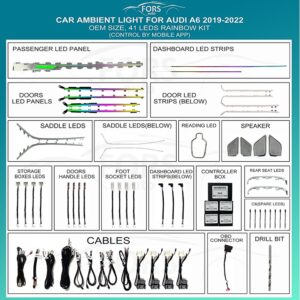 Підсвітка салону FORS.auto для Audi A6 2019-2022 (Rainbow Kit)-41 LEDs