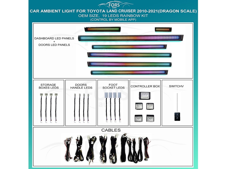 Підсвітка салону FORS.auto для Toyota Land Cruiser 2010-2021 (Dragon Scale)-19 LEDs Підсвітка салону Toyota Land Cruiser