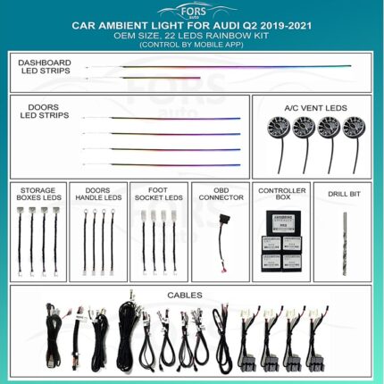Підсвітка салону FORS.auto для Audi Q2 2019-2021 (Rainbow Kit)-22 LEDs