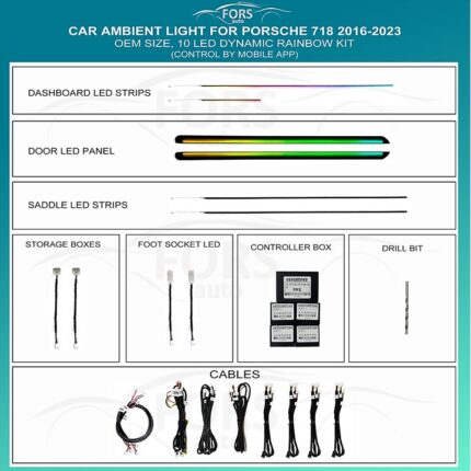Підсвітка салону Porsche 718 Dynamic Rainbow Kit FORS.auto