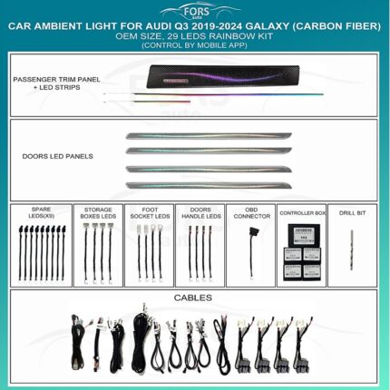 Підсвітка салону FORS auto для Audi Q3 2019-2024 Galaxy Carbon Fiber