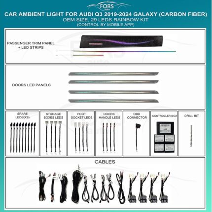 Підсвітка салону FORS auto для Audi Q3 2019-2024 Galaxy Carbon Fiber