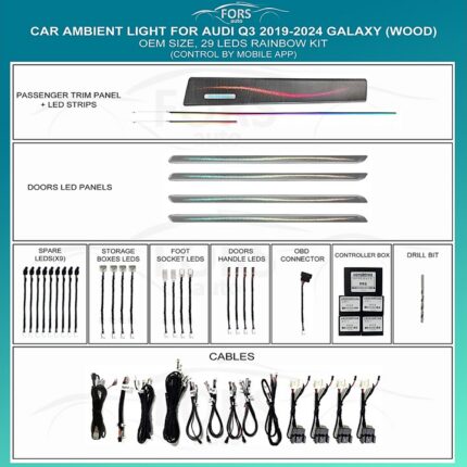 Підсвітка салону FORS.auto для Audi Q3 2019-2024 (Galaxy Wood )-29 LEDs
