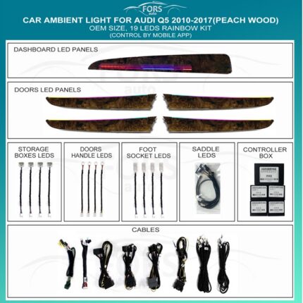 Підсвітка салону FORS.auto для Audi Q5 2010-2017 (Peach Wood)