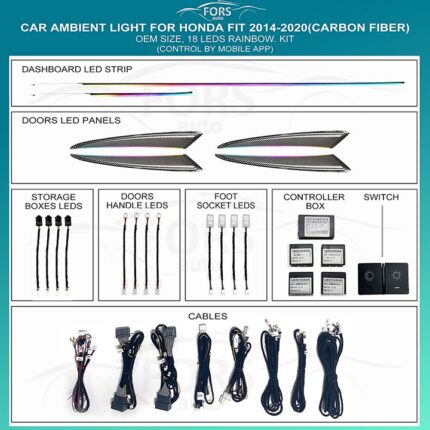 Підсвітка салону FORS.auto для Honda Fit 2014-2020 (Carbon Fiber)-18 LEDs