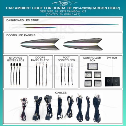 Підсвітка салону FORS.auto для Honda Fit 2014-2020 (Carbon Fiber)-18 LEDs