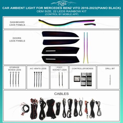 Підсвітка салону FORS.auto для Mercedes-Benz Vito 2016-2023 (Piano Black)-22 LEDs