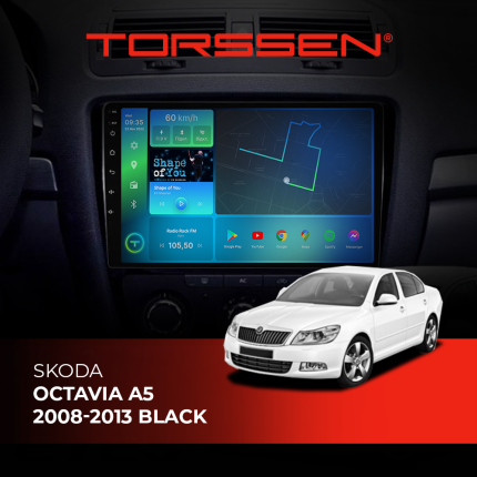 Штатна магнітола Torssen Skoda Octavia A5 08-13 black F10464 4G