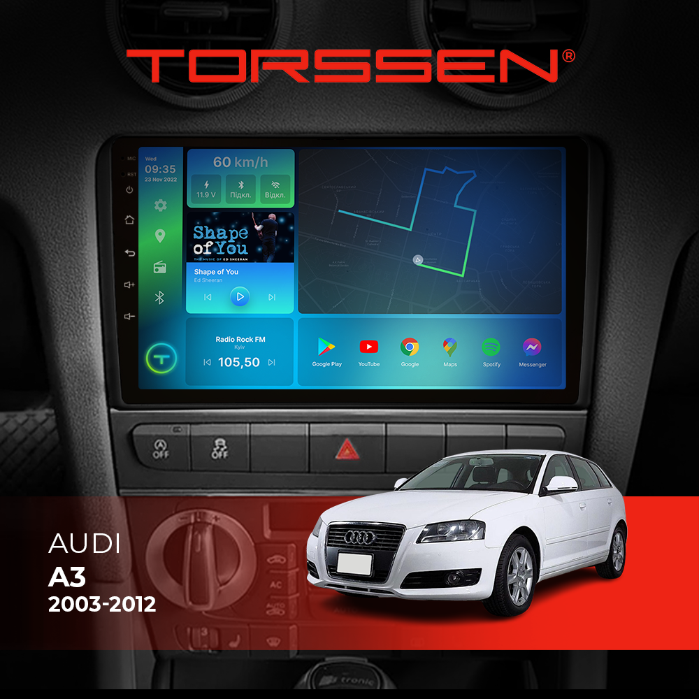 Штатная магнитола Torssen Audi A3 03-12 F9116 Штатна магнітола Torssen Audi A3 03-12