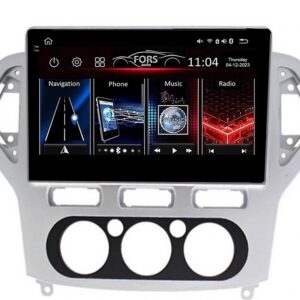 Статична магнітола FORS auto FS 4 MAX Qled для Ford Mondeo — глянцева срібна панель інструментів