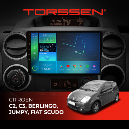 Штатна магнітола Torssen Citroen C2, C3, Berlingo, Jumpy, Fiat Scudo F9116