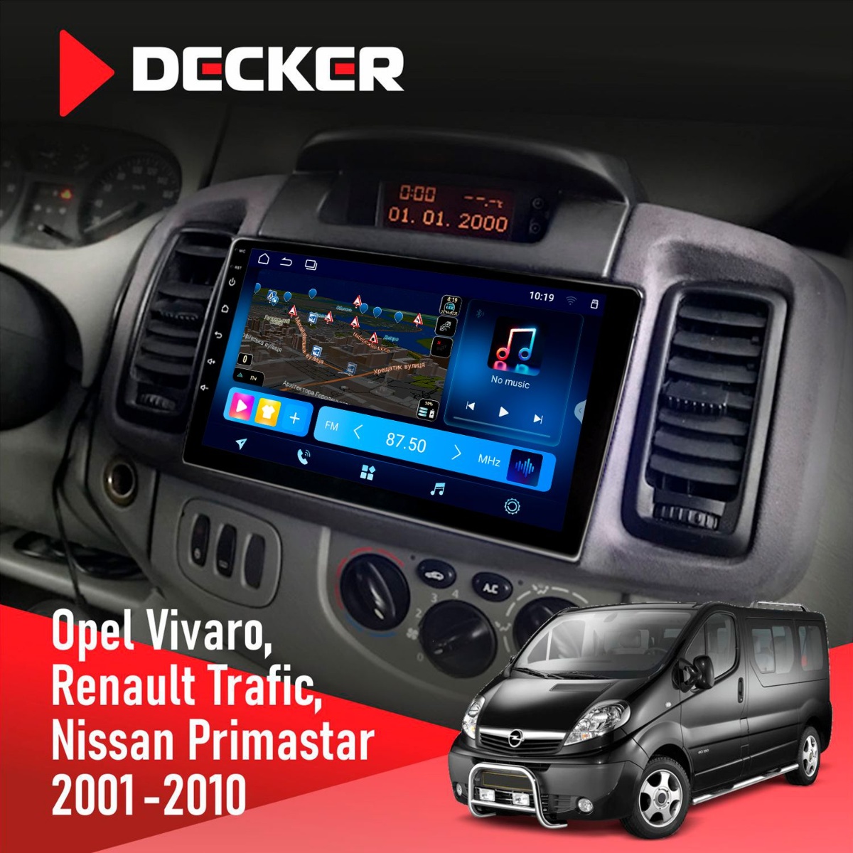 Штатна магнітола Renault Trafic 2001-2010 Decker D9-008 8x128 DSP 4G Штатна магнітола Renault Trafic 2001 2010