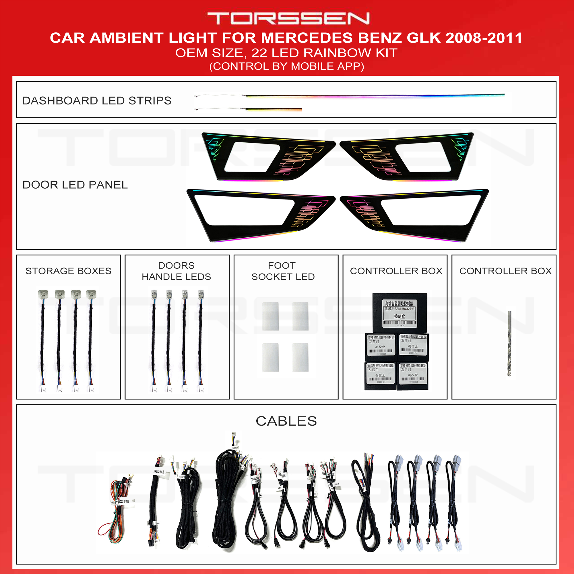 Підсвітка салону Torssen Mercedes GLK 2008-2011 - 22Leds Підсвітка салону Torssen Mercedes GLK 2008-2011 - 22Leds - Зображення 1