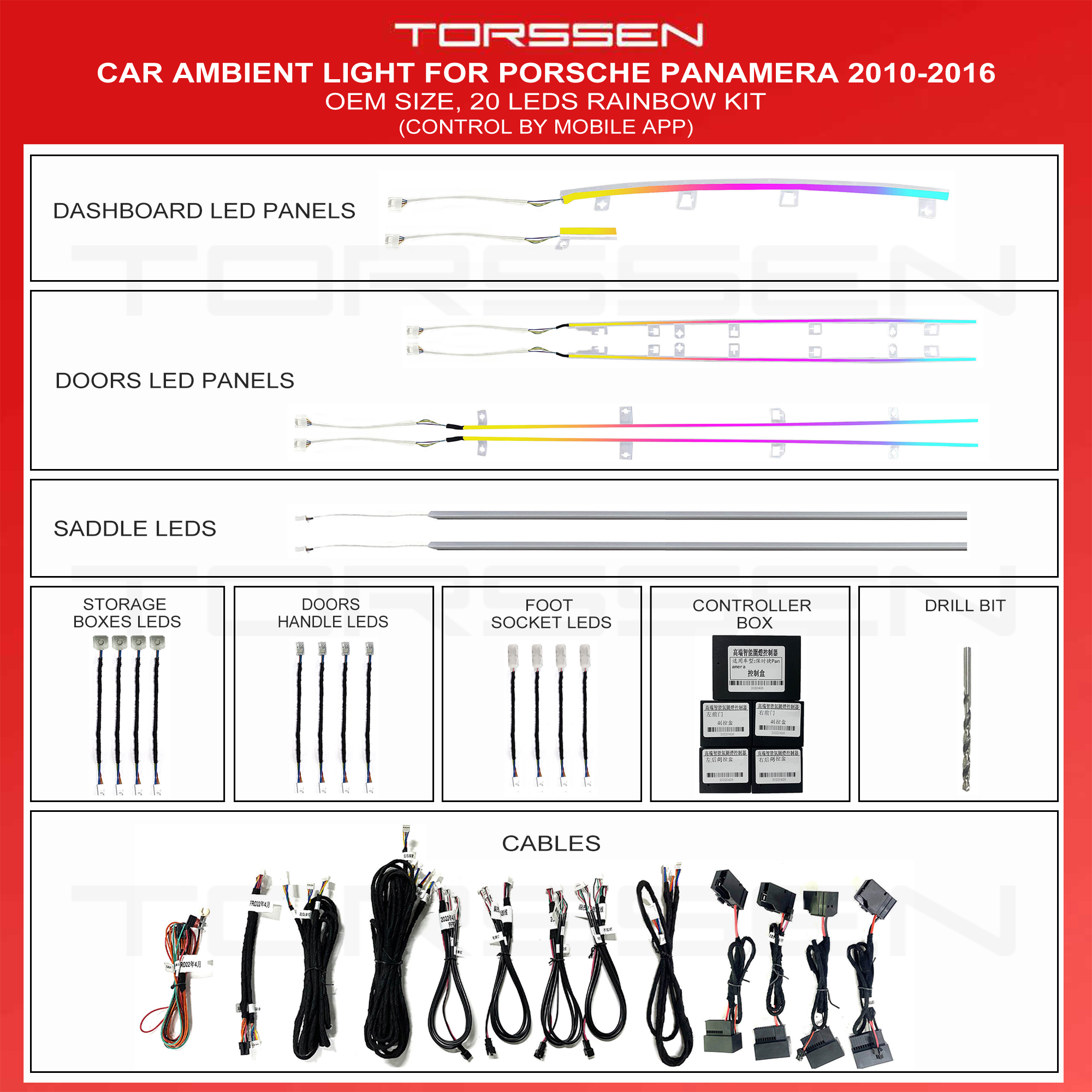 Підсвітка салону Torssen Porsche Panamera 2010-2016 20 Leds Підсвітка салону Torssen Porsche Panamera 2010-2016 20 Leds - Зображення 1
