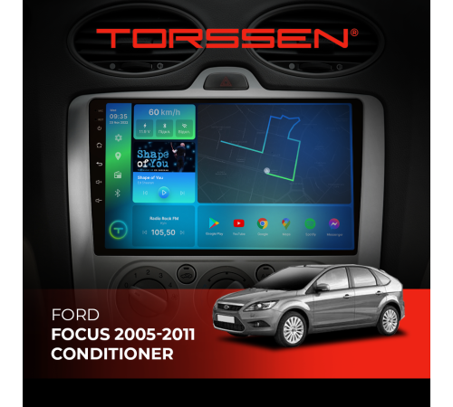 Штатна магнітола Torssen Ford Focus 05-11 conditioner F9116 Штатна магнітола Ford Focus Torssen для авто 2005-2011