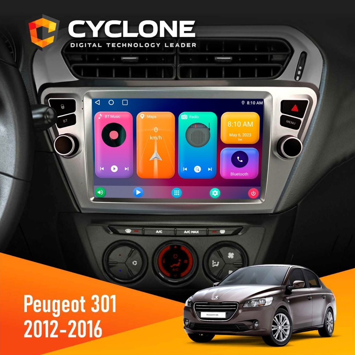Штатна магнітола Peugeot 301 2012-2016 Cyclone C9-011 4x64, DSP Штатна магнітола Peugeot 301 2012-2016 Cyclone C9-011 4x64, DSP - Зображення 1
