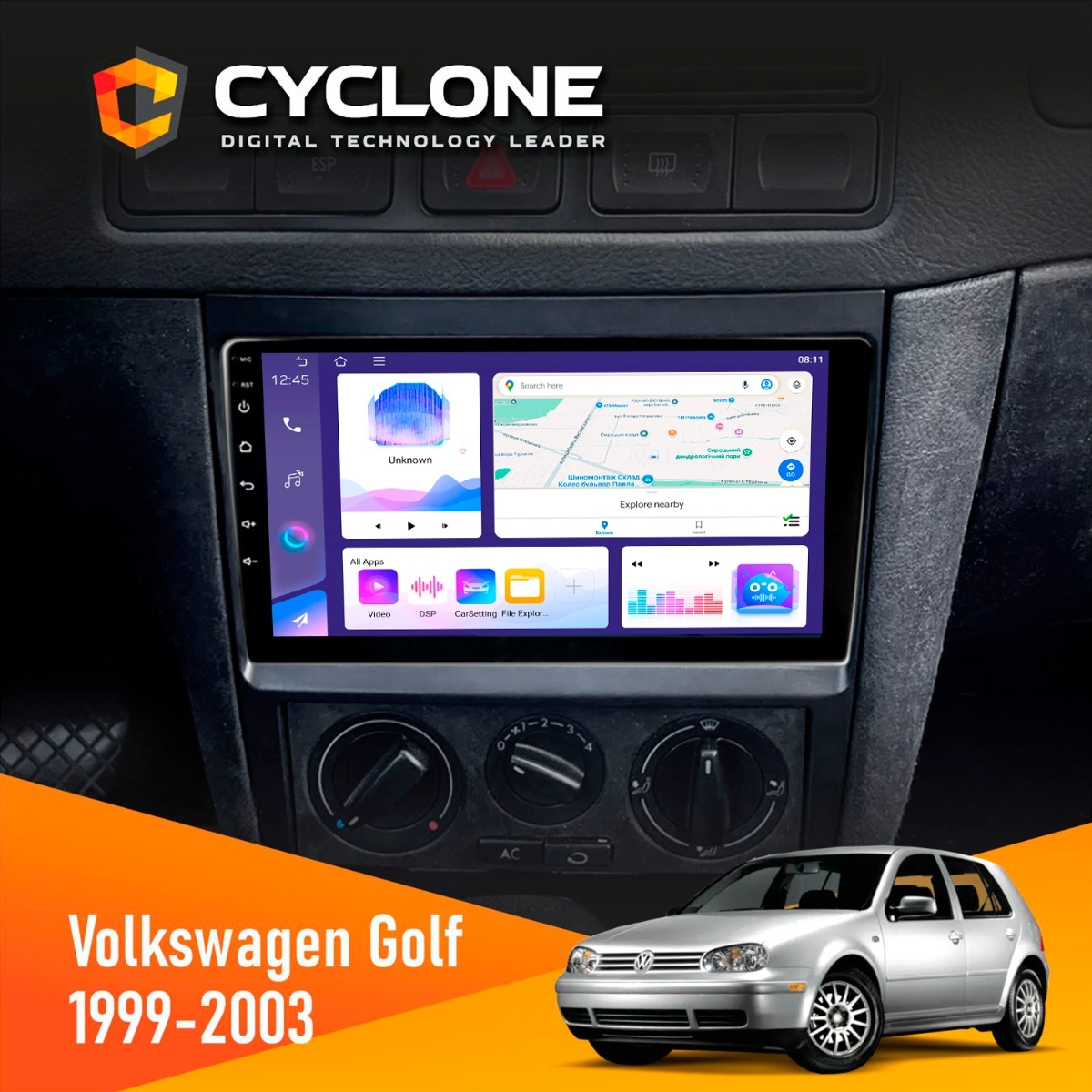 Штатна магнітола Volkswagen Golf 1998-2005 Cyclone C9-011 4x64, DSP Штатна магнітола Volkswagen Golf 1998-2005 Cyclone C9-011 4x64, DSP - Зображення 1