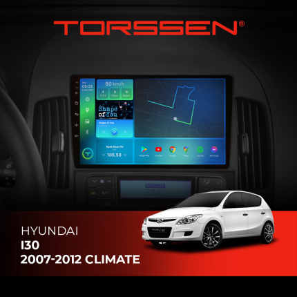 Штатна магнітола Torssen Hyundai i30 2007-2012 climate з Carplay та 4G