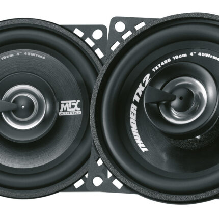 Коаксіальна акустика MTX TX240C в стандартній виробничій упаковці з показниками розмірів та пристосування