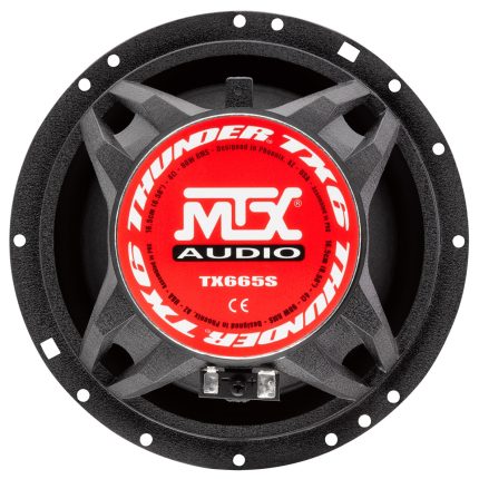Компонентна акустика MTX TX665S — зображення динаміків з боку, що показує алюмінієве шасі і мембрану шовк