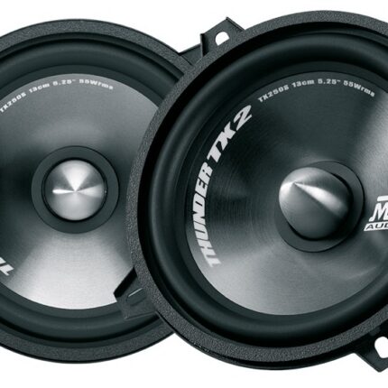 Компонентна акустика MTX TX250S у стандартній інсталяції з показом динаміків і мембран