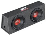 Близна зйомка сабвуфера MTX RTE12x2DV, зосереджена на його густій сітці і підкріпленнях