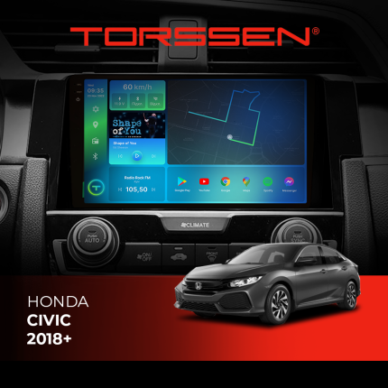 Штатна магнітола Torssen 2K Honda Civic 18+ F96128 4G Carplay DSP