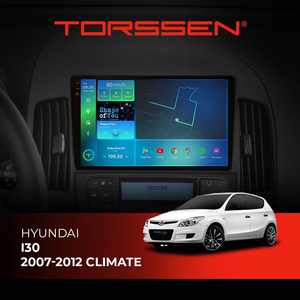 Штатна магнітола Torssen 2K Hyundai i30 2007-2012 climate F9432 4G Carplay DSP Штатна магнітола Torssen 2K для Hyundai i30 2007-2012