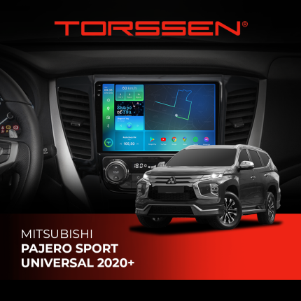 Штатна магнітола Torssen 2K Міноспецавто на передній панелі Mitsubishi Pajero Sport 2020+