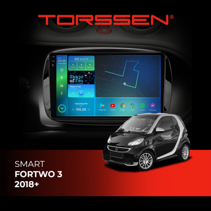 Штатна магнітола для авто Torssen 2K Smart ForTwo 3 18+ 4G Carplay DSP