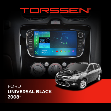Штатна магнітола Torssen для авто Ford Universal black 2008-