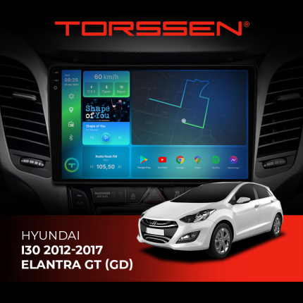Штатна магнітола для авто Hyundai I30/Elantra GT Torssen 2K DTS