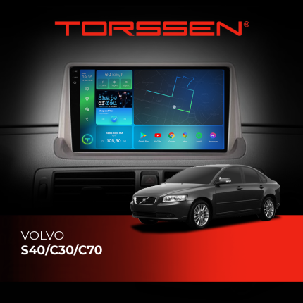 Штатна магнітола для авто Torssen 2K DTS Volvo S40/C30/C70 F9432 4G Carplay DSP