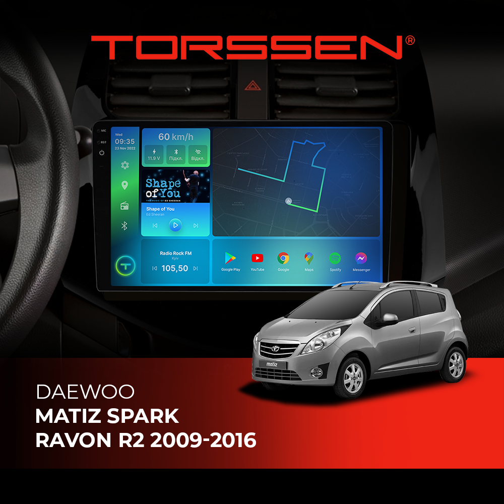 Штатная магнитола Torssen Chevrolet Matiz / Spark / Ravon R2 2009-2016 F98256 4G Carplay DSP Штатна магнітола Torssen Chevrolet Matiz / Spark / Ravon R2 2009-2016 NF9 Carplay