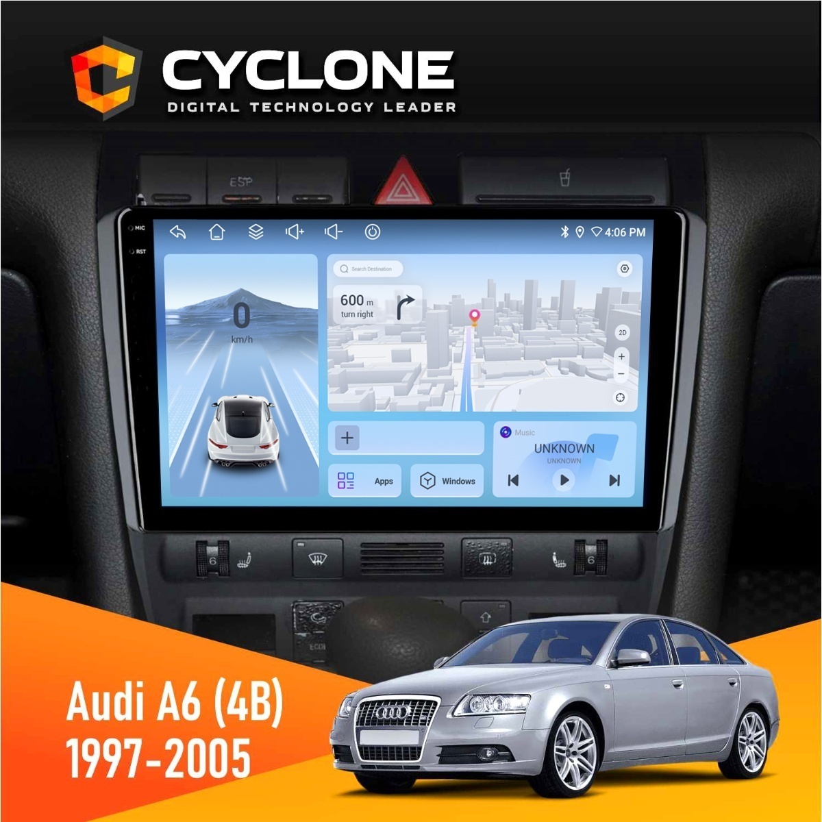 Штатна магнітола Audi A6 (4B) 1997-2005 Cyclone C9-012 4x64 DSP 4G Штатна магнітола Audi A6