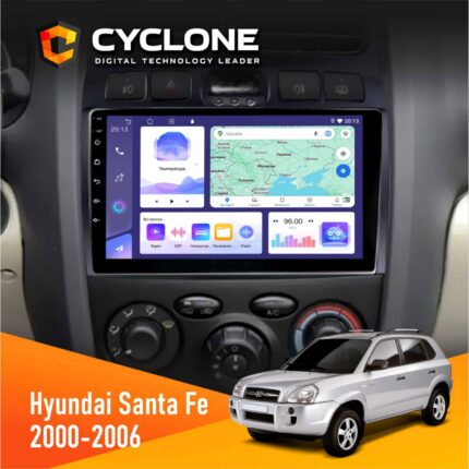Штатна магнітола Hyundai Santa Fe 2000-2006 Cyclone C9-011 4x64, DSP